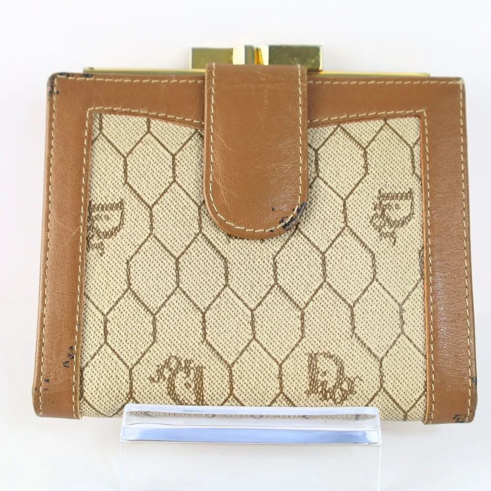 Vintage Christian Dior Honeycomb Brown Purse Wallet for Women